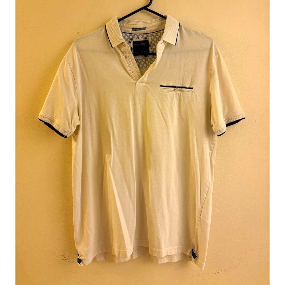 Denim & Flower Ricky Singh Men's M Short Sleeve Solid Polo Shirt White Collared